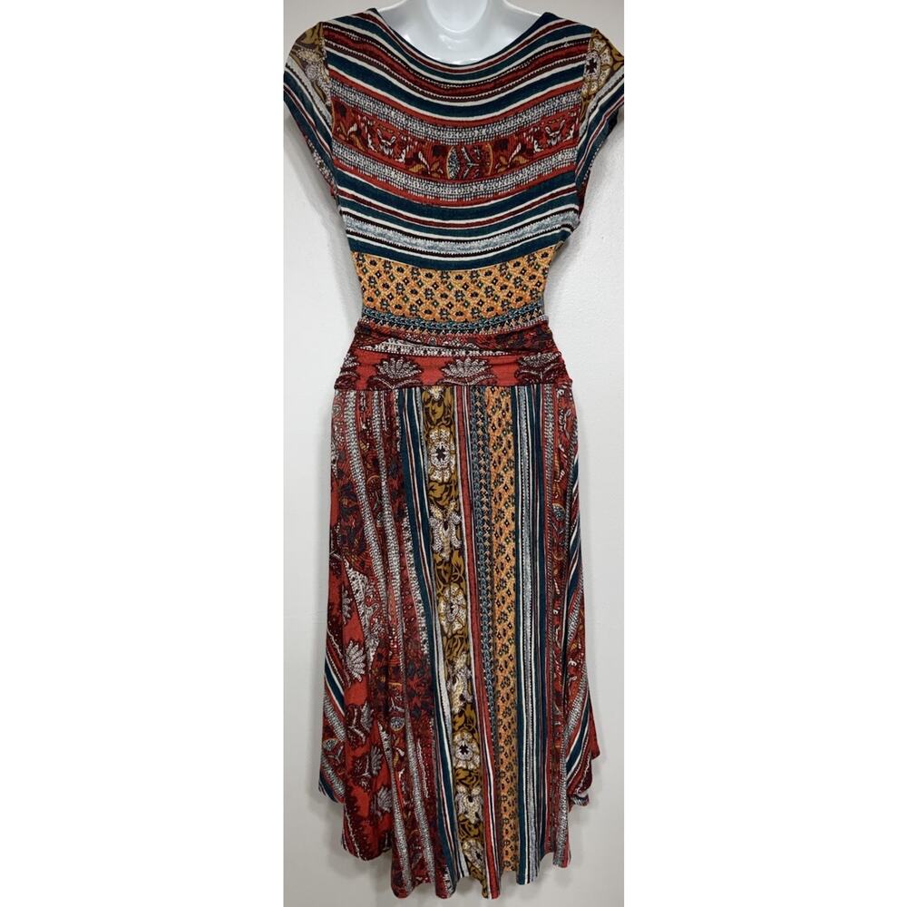 Anthropologie Maeve Tamera Surplice Dress Midi Fit Flare Women’s XS Sleeveless - Picture 7 of 10